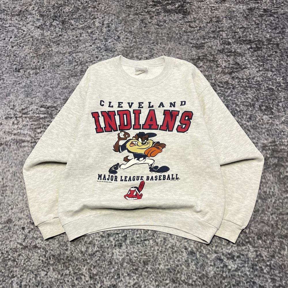 Vintage Cleveland Indians Looney Tunes Crewneck Sweatshirt 90s Youth 14/16 Large